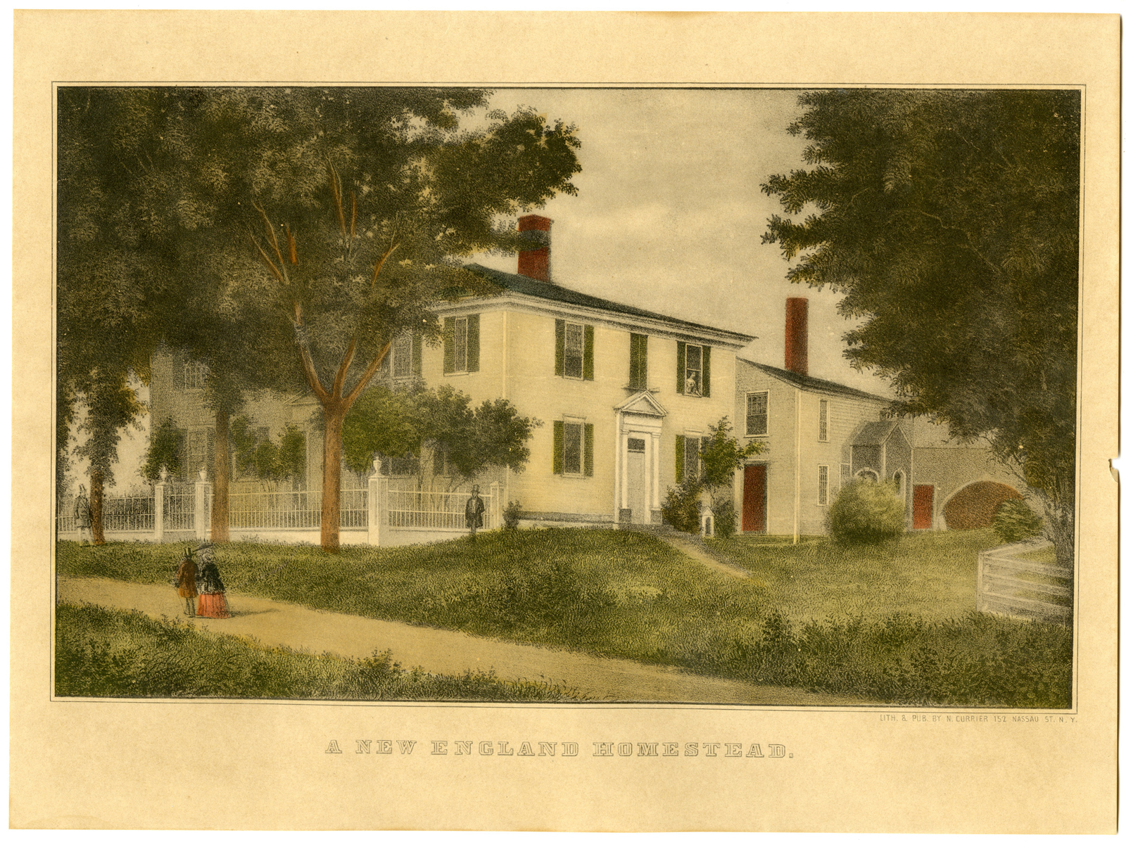 , Antique Print – ENGLAND-HOMESTEAD-AMERIKA-NEW YORK CITY-CURRIER & IVES – c.1852, Pictura Antique Prints