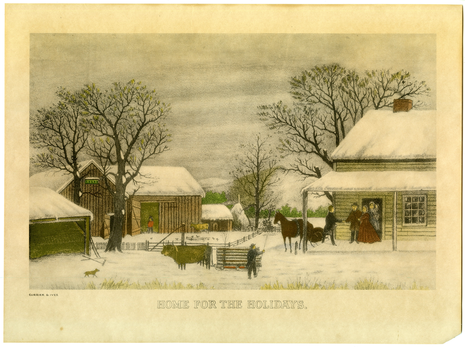 , Antique Print – ENGLAND-HOMESTEAD-AMERIKA-NEW YORK CITY-CURRIER & IVES – c.1869, Pictura Antique Prints