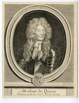 Antique Print - ABRAHAM DU QUESNE-FRENCH NAVAL OFFICER-EDELINCK after unknown artist - 17th c.