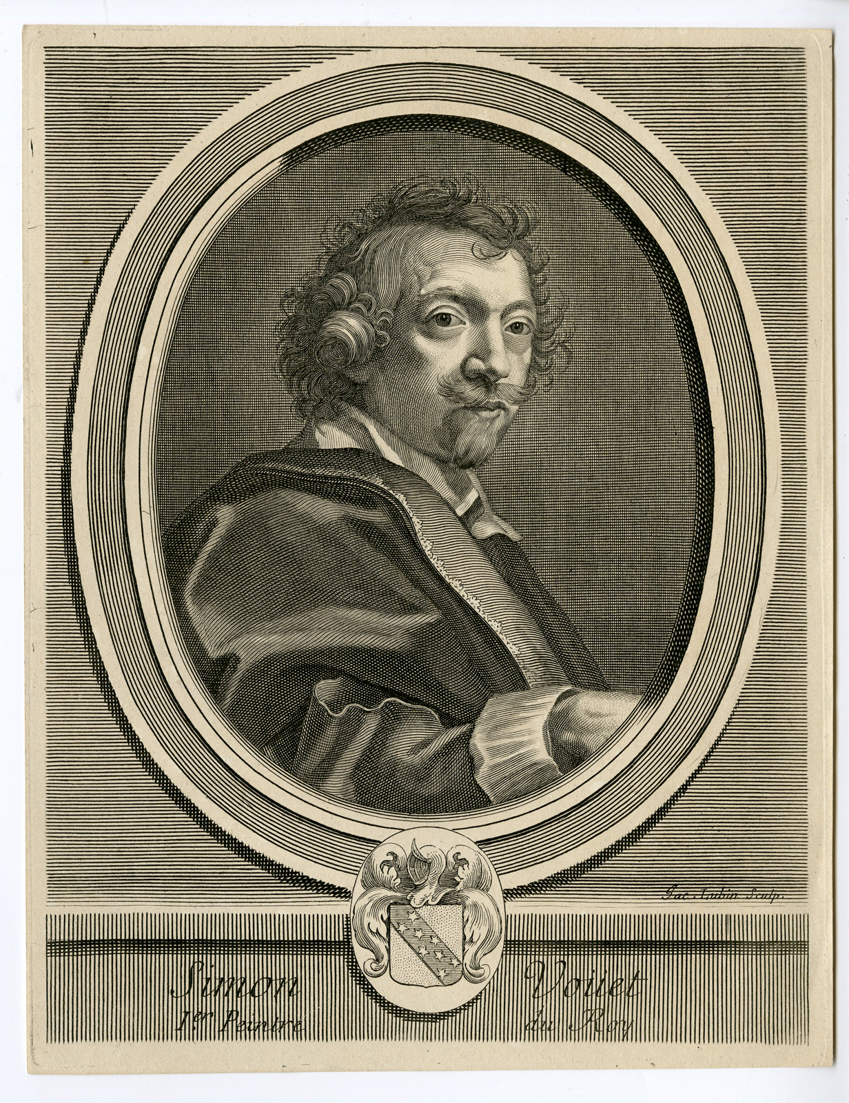 , Antique Print – SIMON VOUET- FRENC BAROQUE PAINTER-LUBIN after unknown artist – 17th c., Pictura Antique Prints