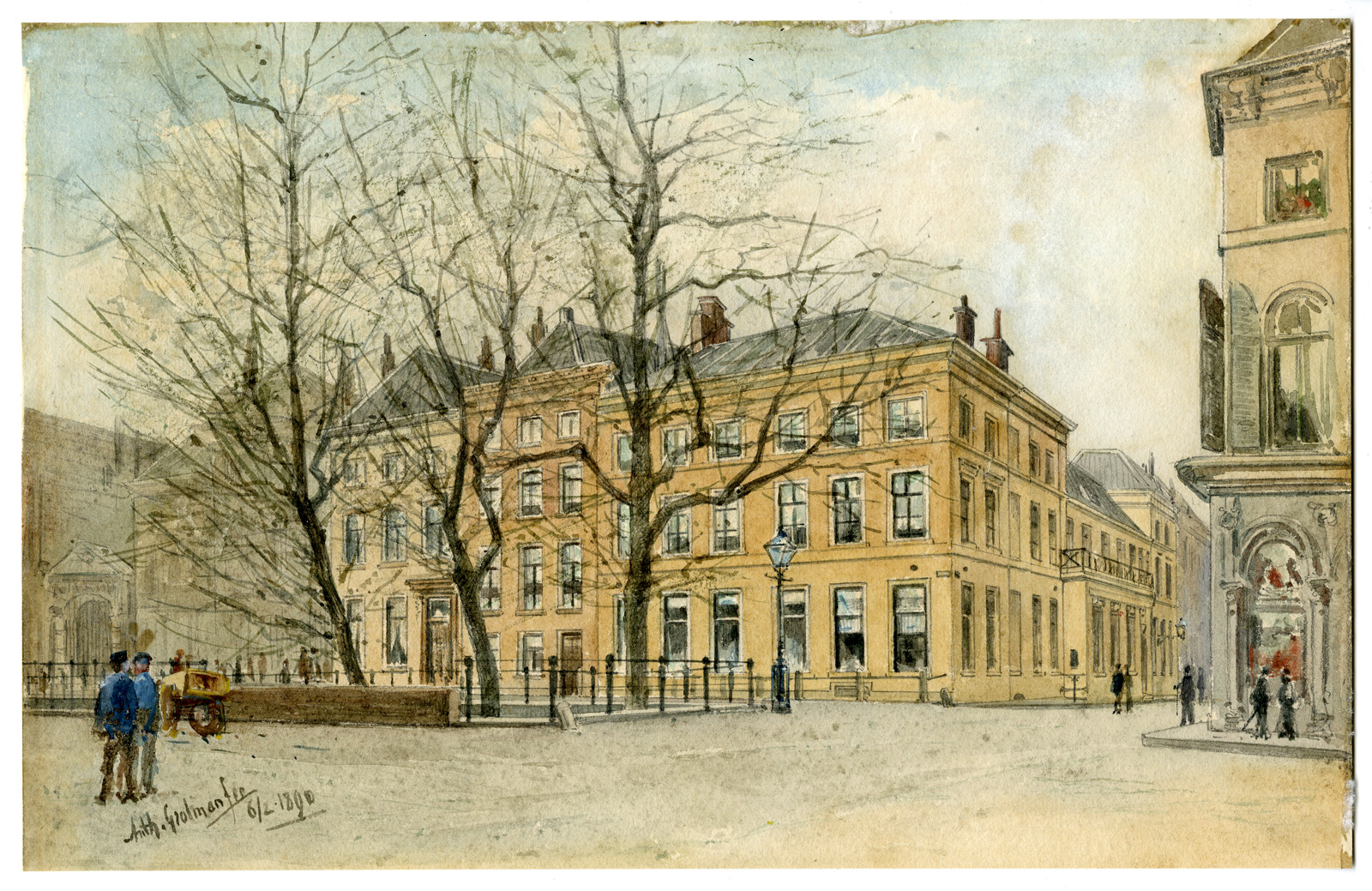 , Antique Drawing – UTRECHT-SIC SEMPER-HERENSOCIËTEIT-GENTLEMAN’S CLUB-GROLMAN – 1890, Pictura Antique Prints