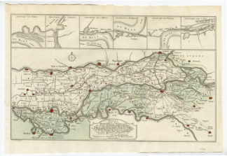 Rare Antique Map - NIJMEGEN-RIJN-MAAS-WAAL REGION - KREVELT - HOUTTUYN - 1757