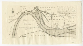 Rare Antique Map - WAAL RIVER-PANNERDEN-MILLINGEN - KREVELT - HOUTTUYN - 1767