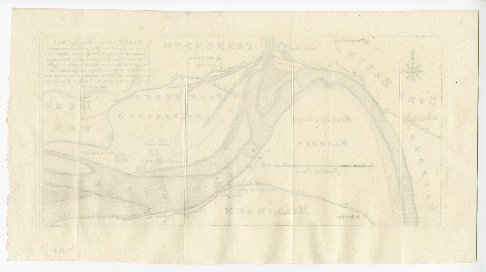 , Rare Antique Map – WAAL RIVER-PANNERDEN-MILLINGEN – KREVELT – HOUTTUYN – 1767, Pictura Antique Prints