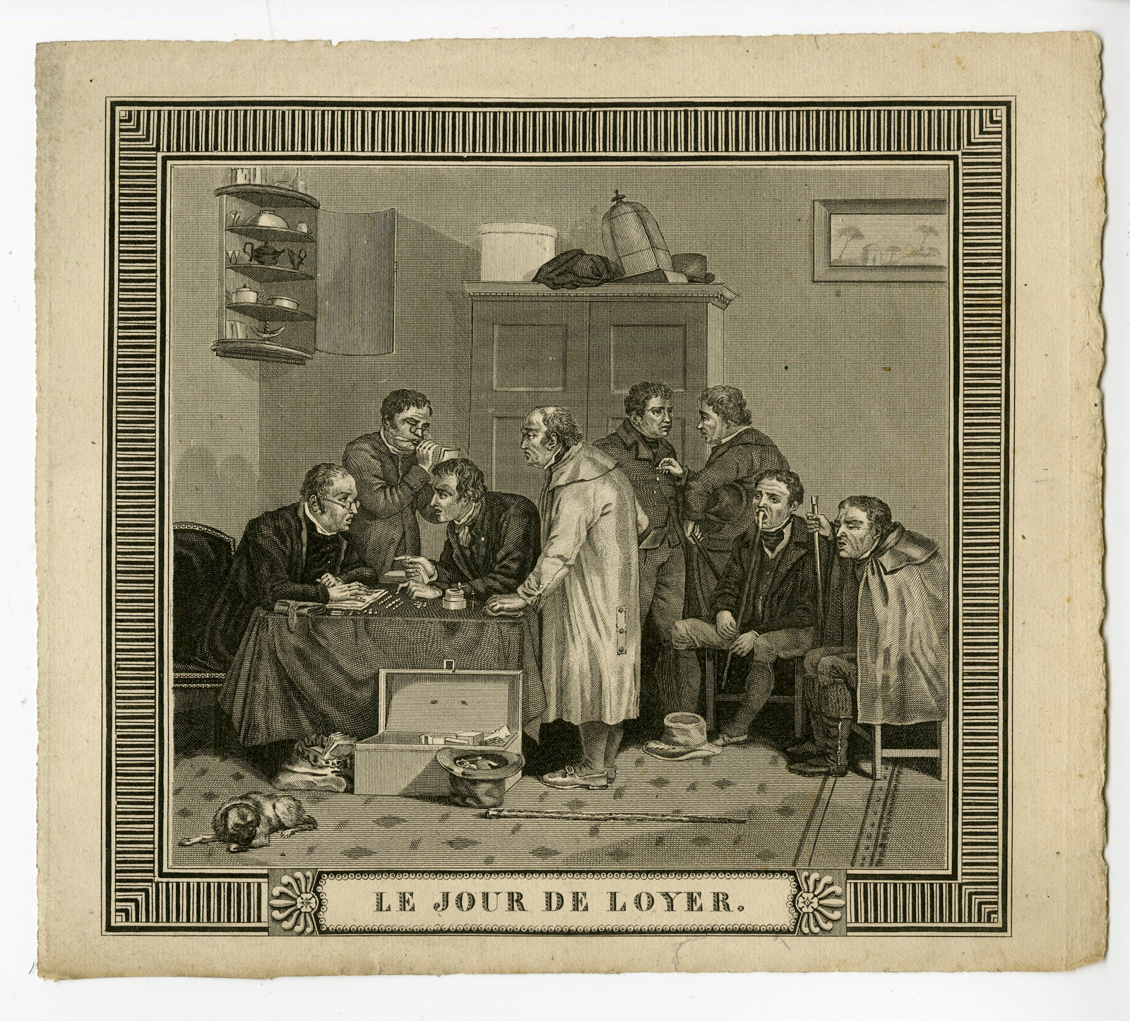 , Antique Print – PAYMENT DAY-JOUR DE LOYER-WILKIE – c.1830, Pictura Antique Prints