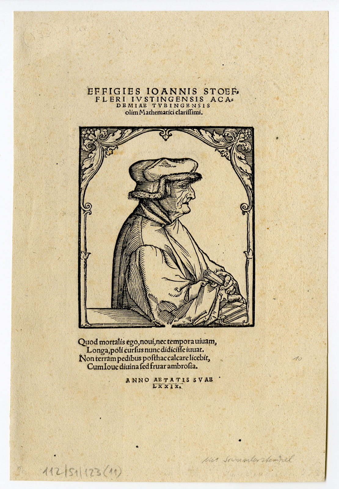 , Antique Print – JOHANNES STOFFLER-STOEFFLERI-SCIENCE-PORTRAIT-HOLBEIN after unknown artist – 1534, Pictura Antique Prints