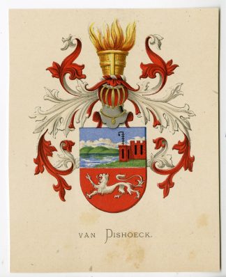 Antique Print - VAN DISHOECK-COAT OF ARMS-FAMILY CREST-WENNING after VORSTERMAN - 1885