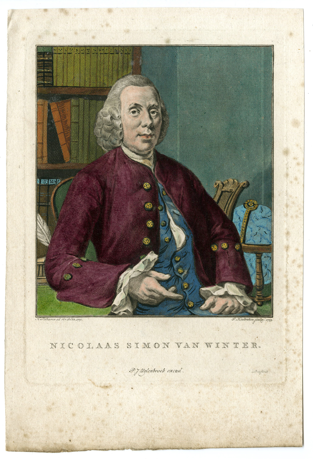 , Antique Print – NICOLAAS SIMON VAN WINTER-POET-PORTRAIT-HOUBRAKEN after POTHOVEN – 1773, Pictura Antique Prints