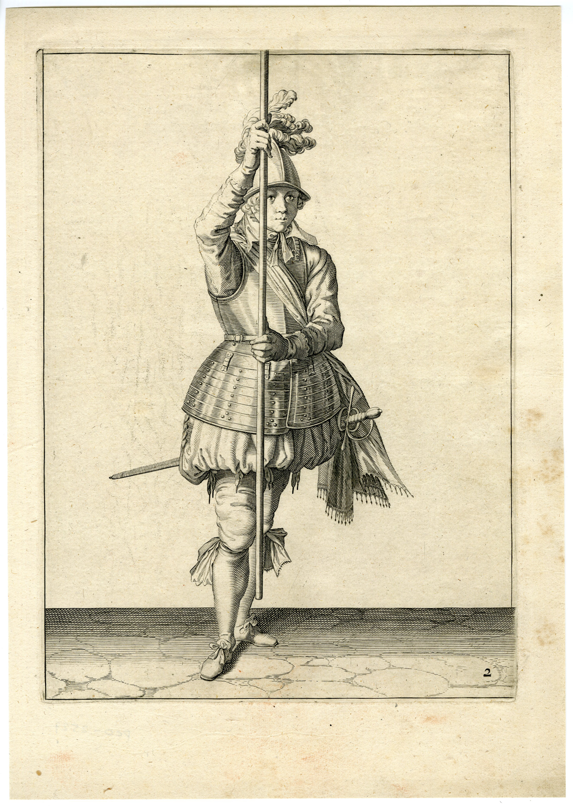 , Antique Print – MILITARY-PIKE-LANSQUENETS-LANCE-PL.2-DE GHEYN after own design – 1608, Pictura Antique Prints