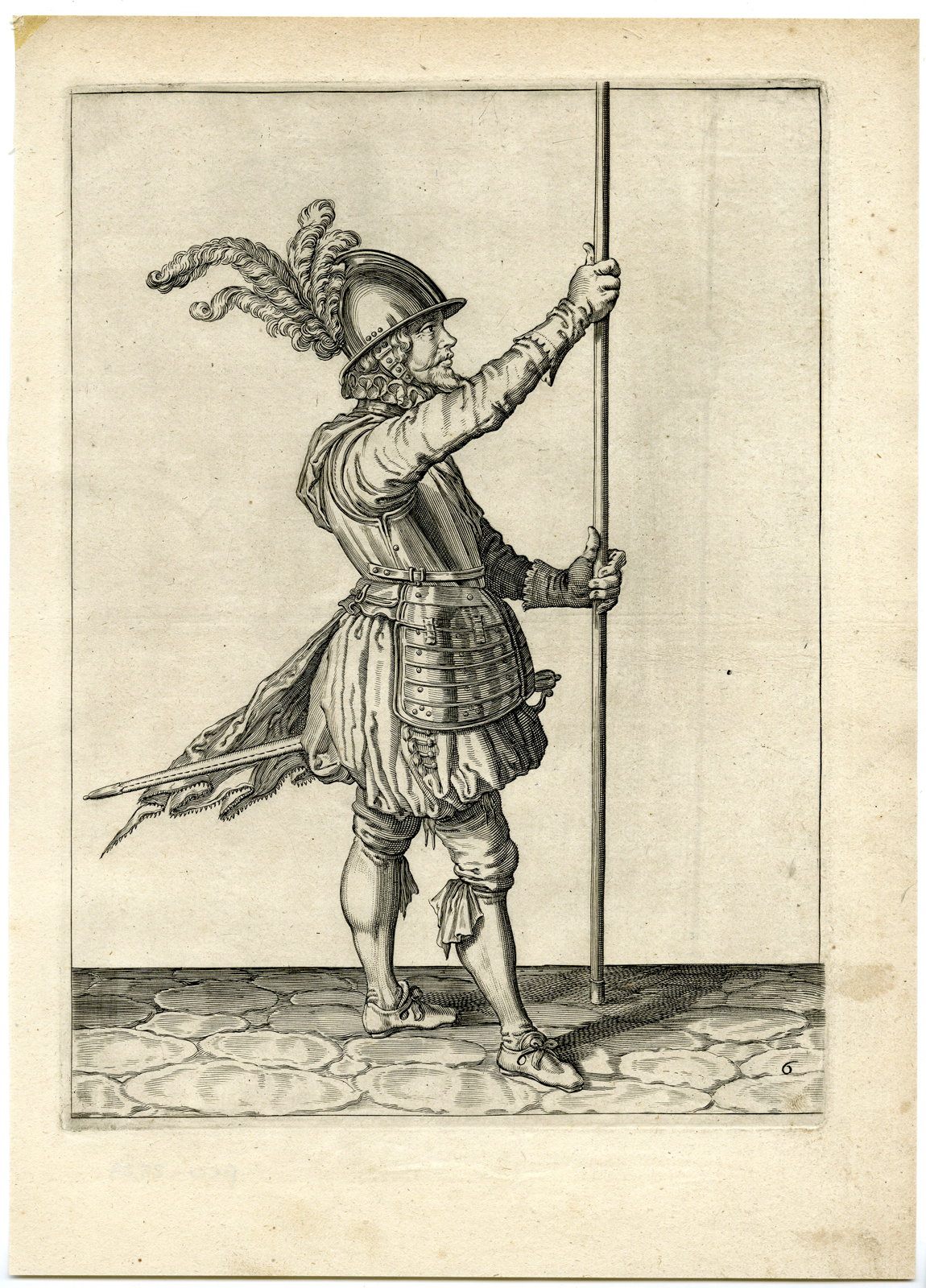 , Antique Print – MILITARY-PIKE-LANSQUENETS-LANCE-PL.6-DE GHEYN after own design – 1608, Pictura Antique Prints