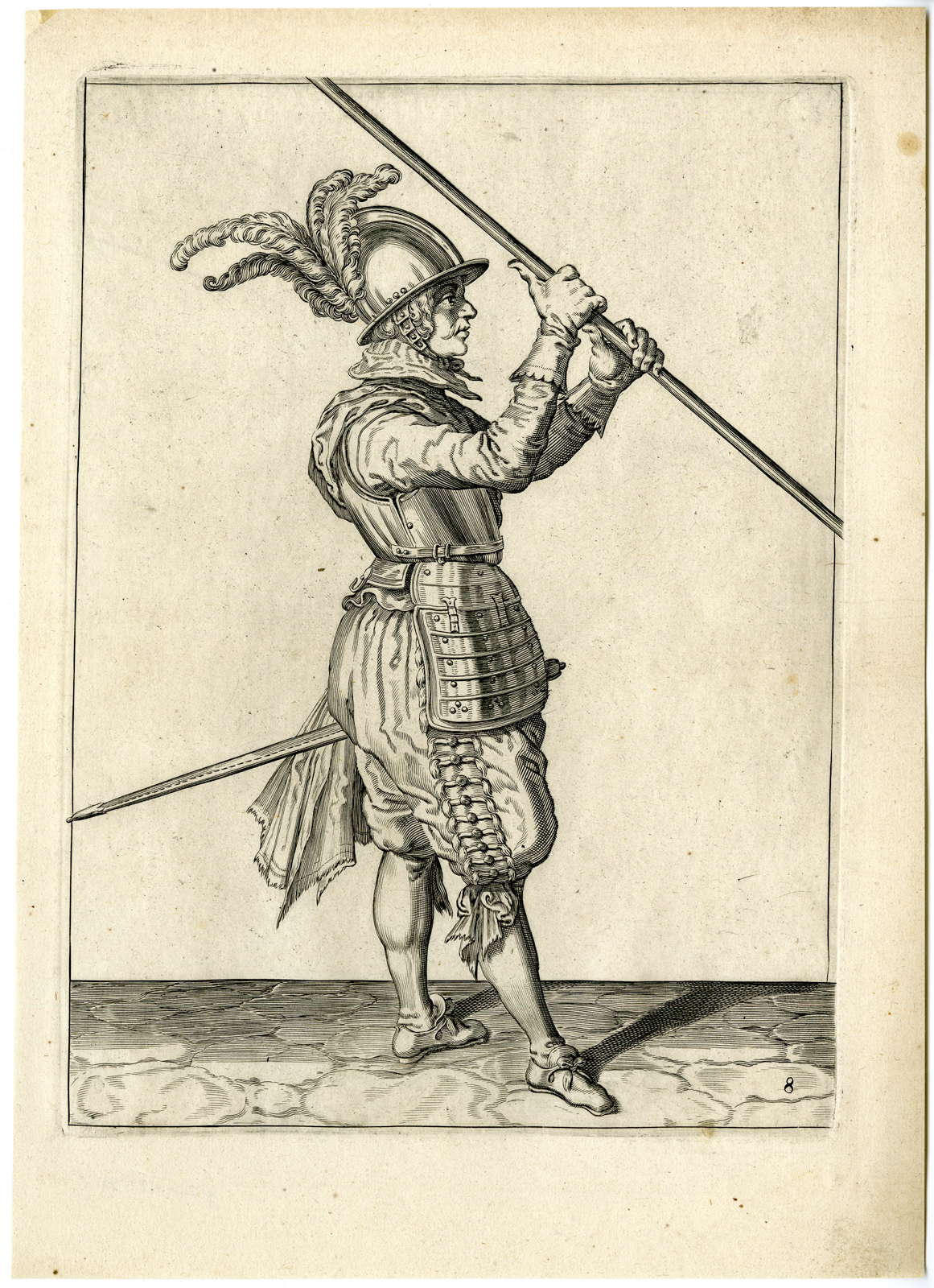, Antique Print – MILITARY-PIKE-LANSQUENETS-LANCE-PL.8-DE GHEYN after own design – 1608, Pictura Antique Prints
