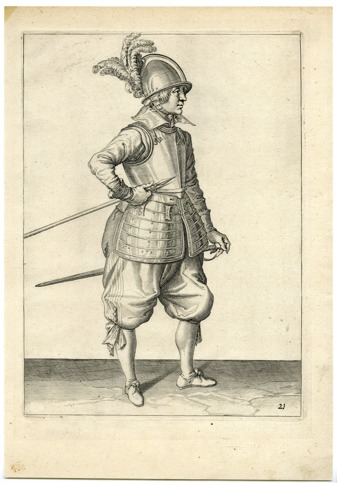 , Antique Print – MILITARY-PIKE-LANSQUENETS-LANCE-PL.21-DE GHEYN after own design – 1608, Pictura Antique Prints