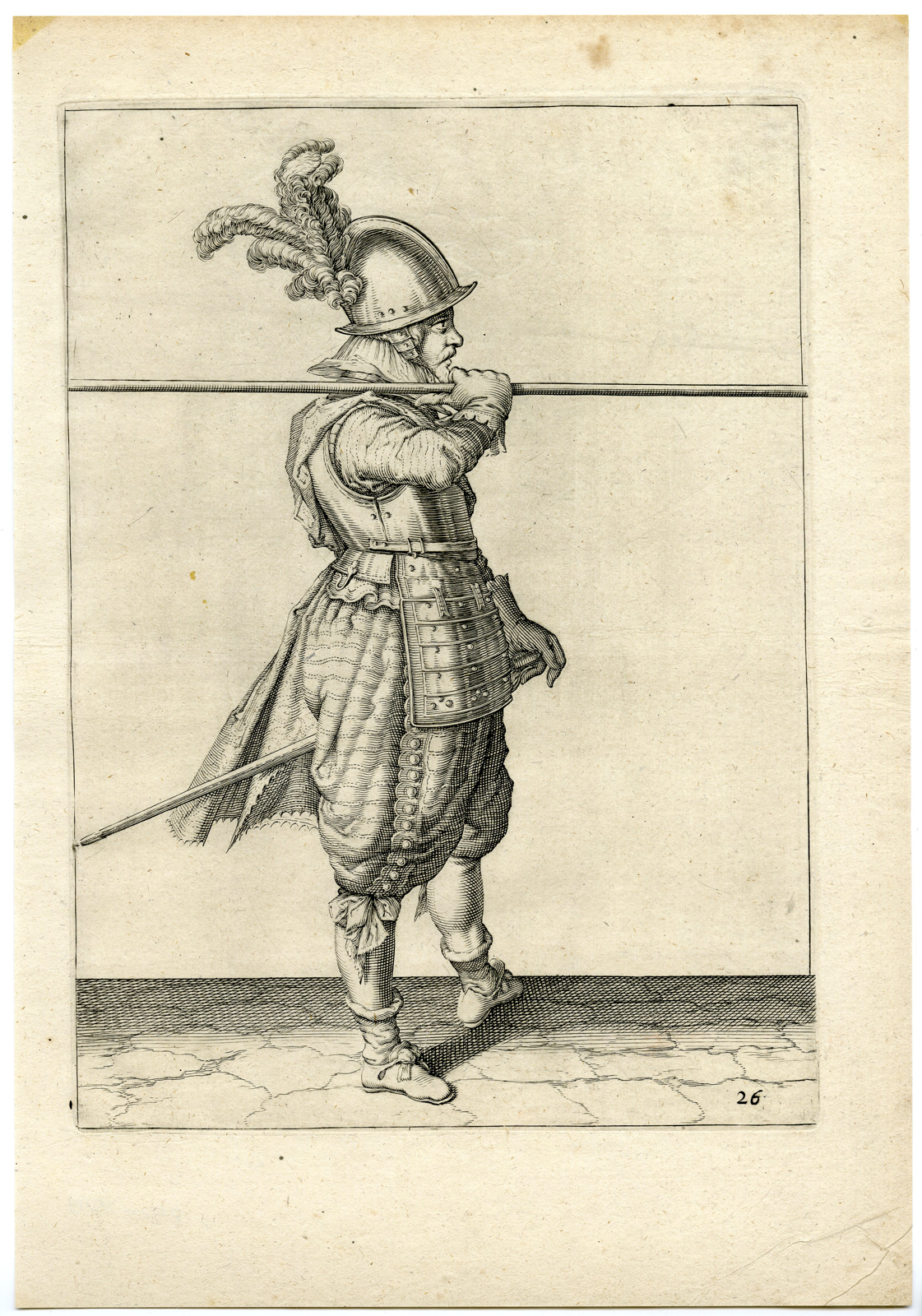 Pco 2549 416x594 Antique Print - MILITARY-PIKE-LANSQUENETS-LANCE-PL.26-DE GHEYN after own design - 1608