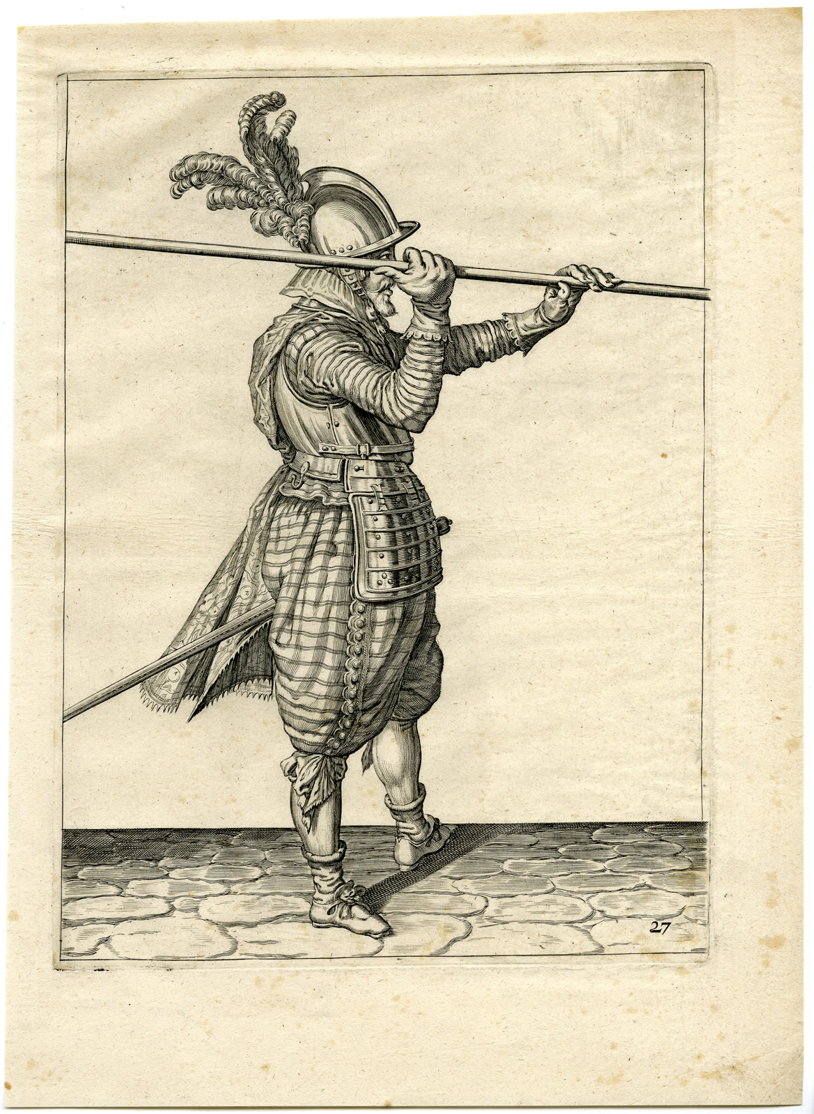 , Antique Print – MILITARY-PIKE-LANSQUENETS-LANCE-PL.27-DE GHEYN after own design – 1608, Pictura Antique Prints
