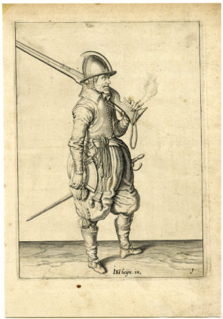 Antique Print - MILITARY-HARQUEBUS-CALIVER-FIRELOCK-PL.1-DE GHEYN after own design - 1608