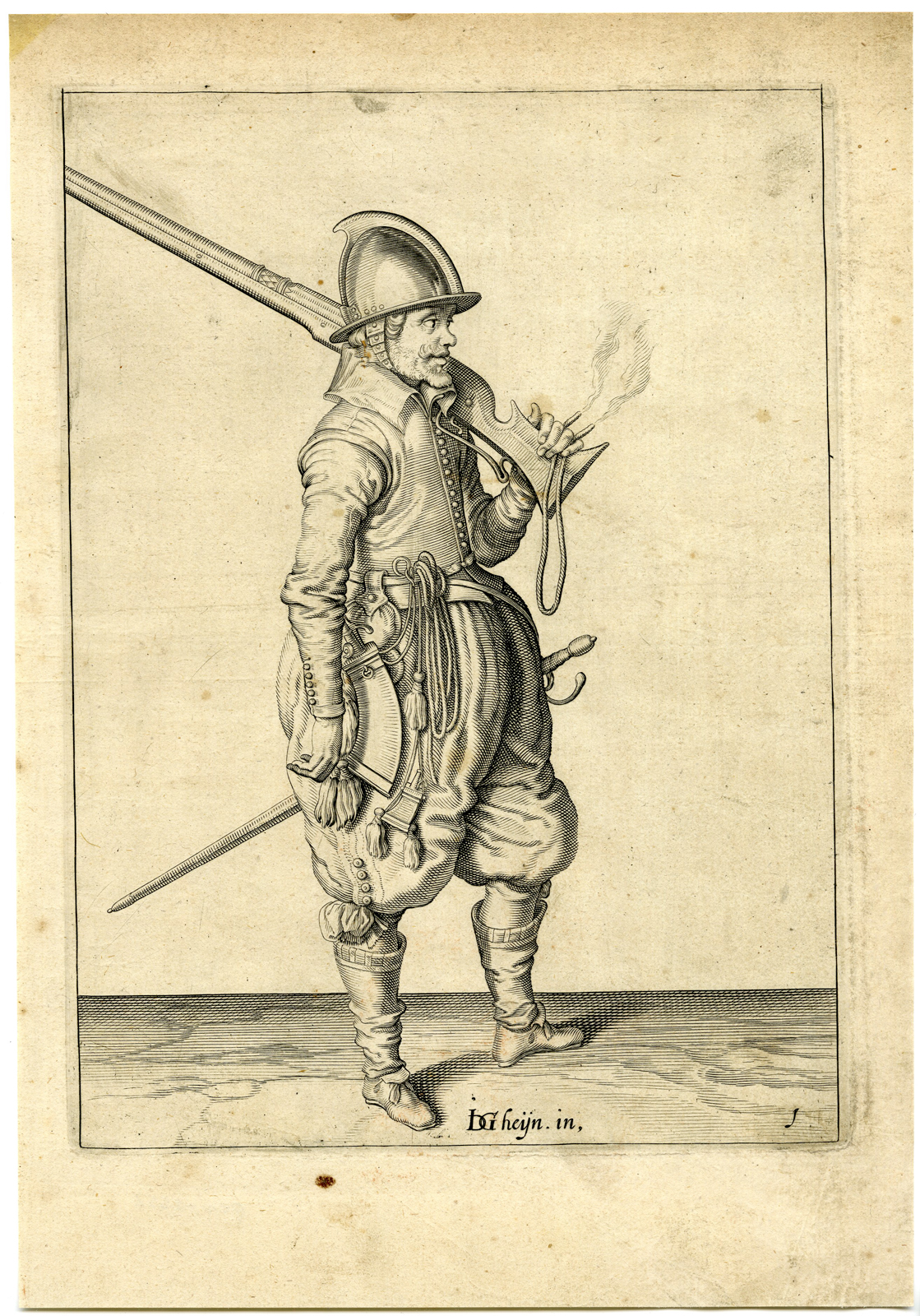 , Antique Print – MILITARY-HARQUEBUS-CALIVER-FIRELOCK-PL.1-DE GHEYN after own design – 1608, Pictura Antique Prints