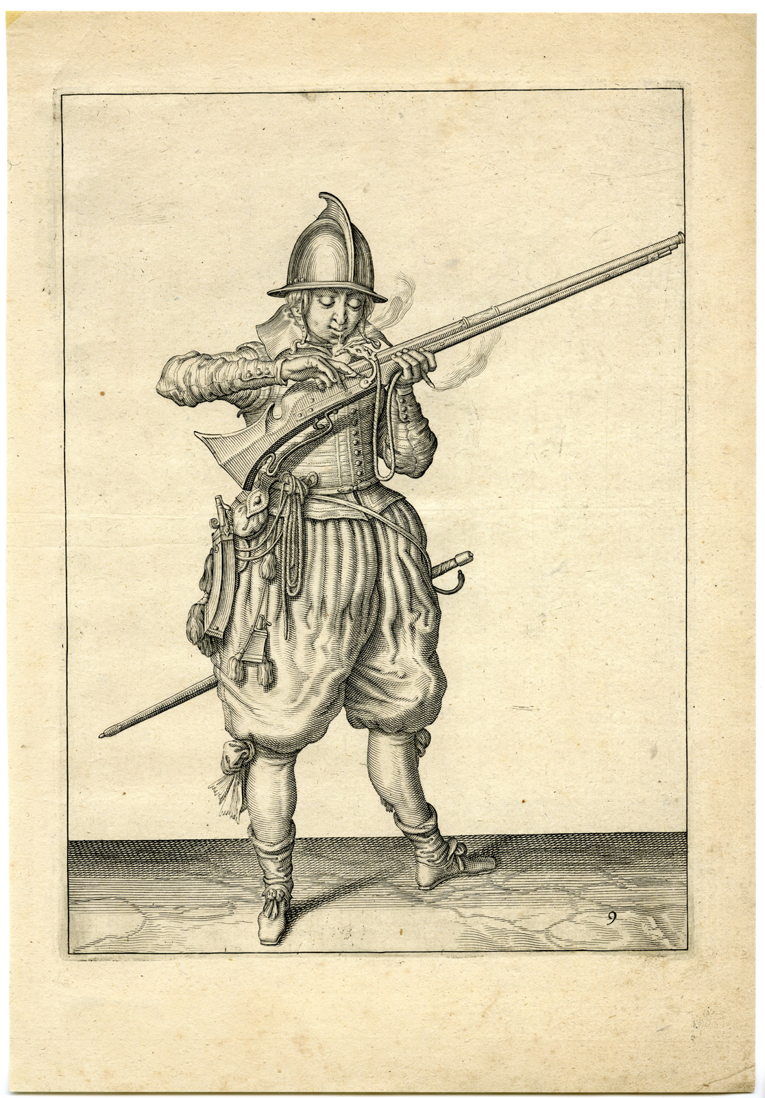 , Antique Print – MILITARY-HARQUEBUS-CALIVER-FIRELOCK-PL.9-DE GHEYN after own design – 1608, Pictura Antique Prints