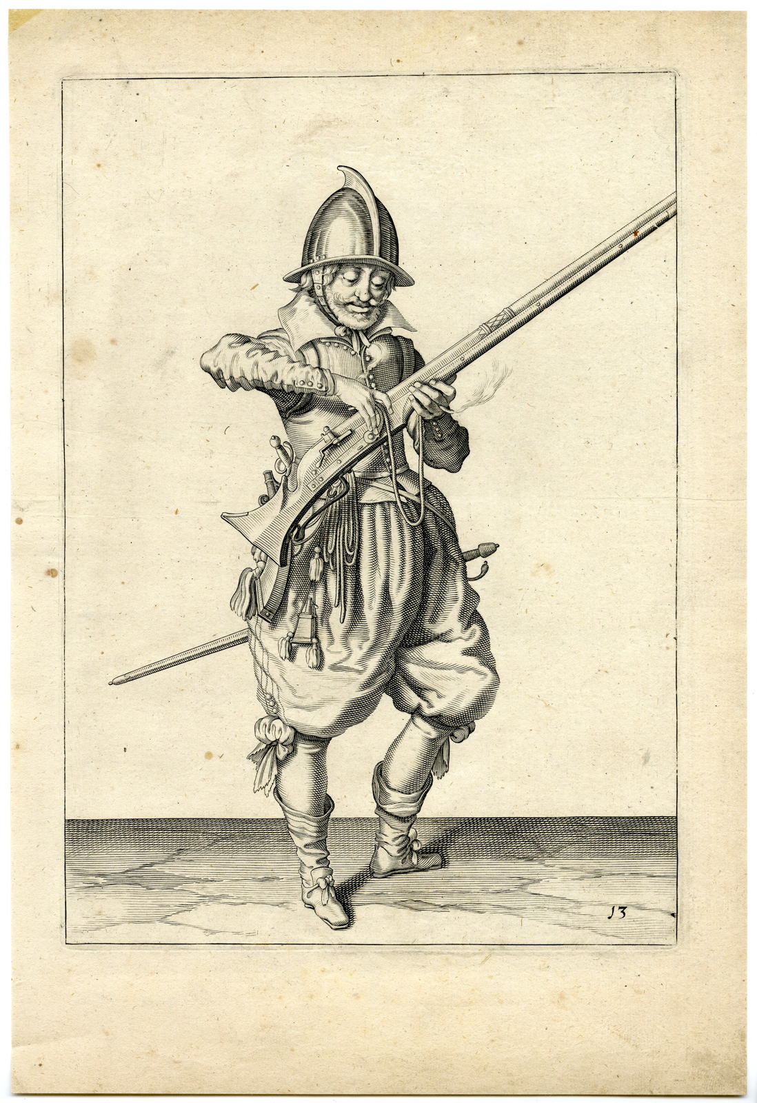, Antique Print – MILITARY-HARQUEBUS-CALIVER-FIRELOCK-PL.13-DE GHEYN after own design – 1608, Pictura Antique Prints
