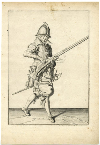 Antique Print - MILITARY-HARQUEBUS-CALIVER-FIRELOCK-PL.17-DE GHEYN after own design - 1608