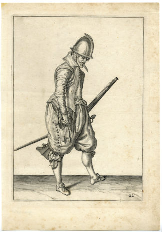 Antique Print - MILITARY-HARQUEBUS-CALIVER-FIRELOCK-PL.22-DE GHEYN after own design - 1608