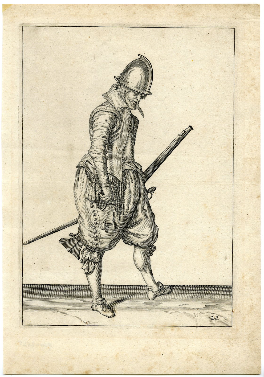 , Antique Print – MILITARY-HARQUEBUS-CALIVER-FIRELOCK-PL.22-DE GHEYN after own design – 1608, Pictura Antique Prints