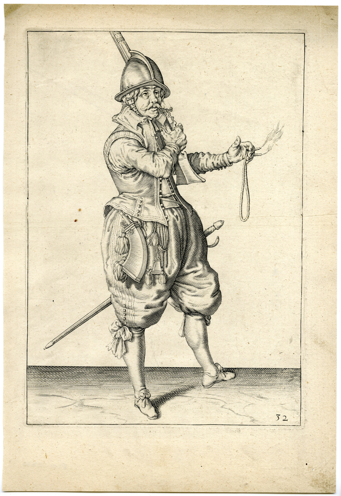 , Antique Print – MILITARY-HARQUEBUS-CALIVER-FIRELOCK-PL.32-DE GHEYN after own design – 1608, Pictura Antique Prints
