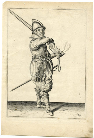 Antique Print - MILITARY-HARQUEBUS-CALIVER-FIRELOCK-PL.34-DE GHEYN after own design - 1608