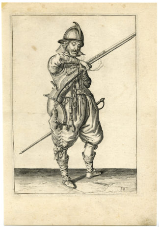 Antique Print - MILITARY-HARQUEBUS-CALIVER-FIRELOCK-PL.38-DE GHEYN after own design - 1608