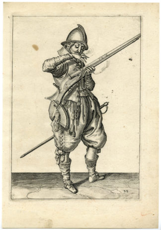 Antique Print - MILITARY-HARQUEBUS-CALIVER-FIRELOCK-PL.39-DE GHEYN after own design - 1608