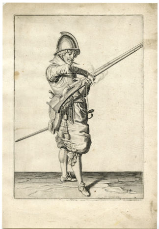 Antique Print - MILITARY-HARQUEBUS-CALIVER-FIRELOCK-PL.14-DE GHEYN after own design - 1608