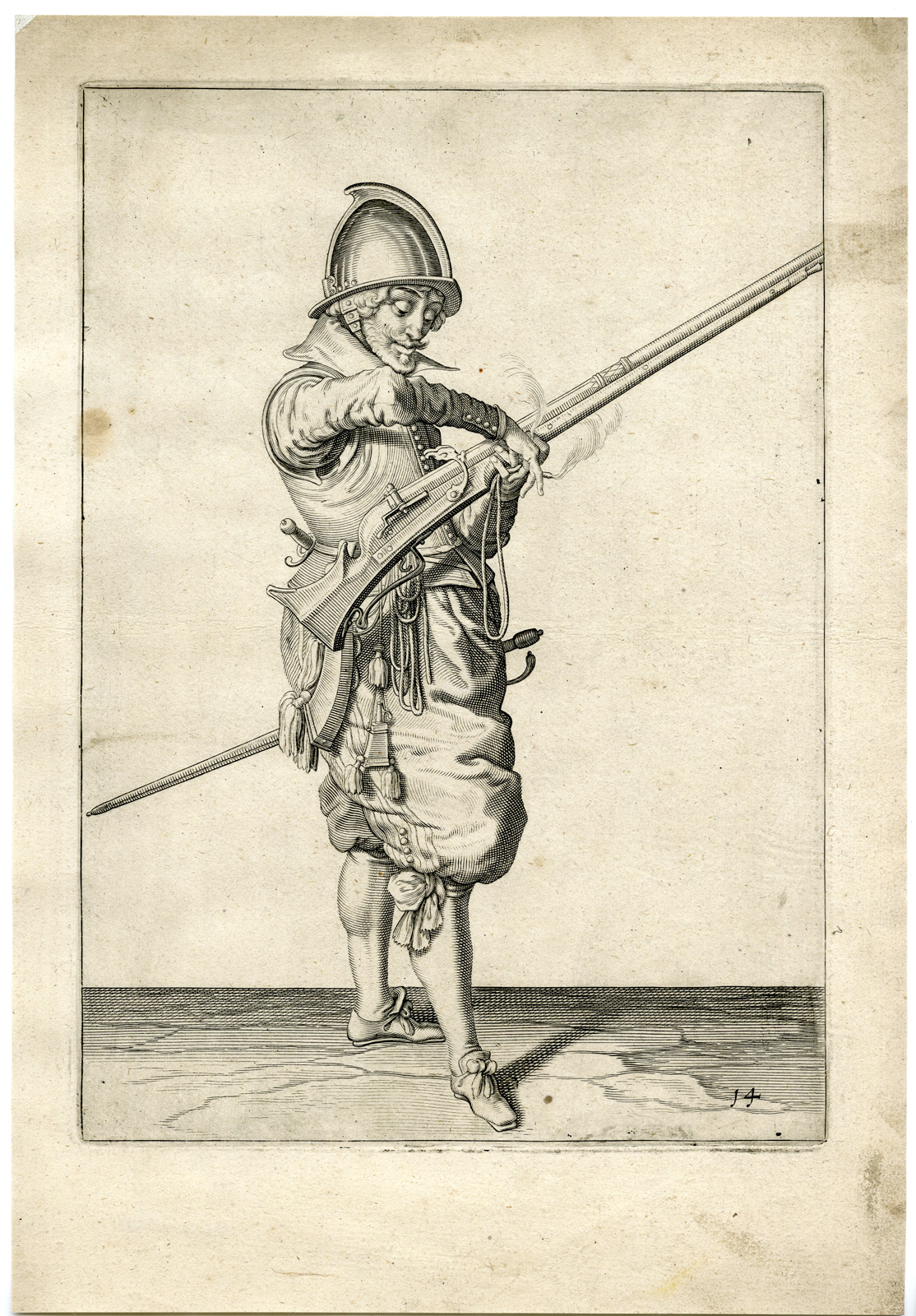 , Antique Print – MILITARY-HARQUEBUS-CALIVER-FIRELOCK-PL.14-DE GHEYN after own design – 1608, Pictura Antique Prints