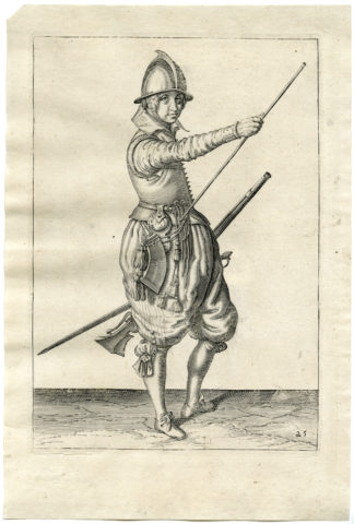 Antique Print - MILITARY-HARQUEBUS-CALIVER-FIRELOCK-PL.25-DE GHEYN after own design - 1608