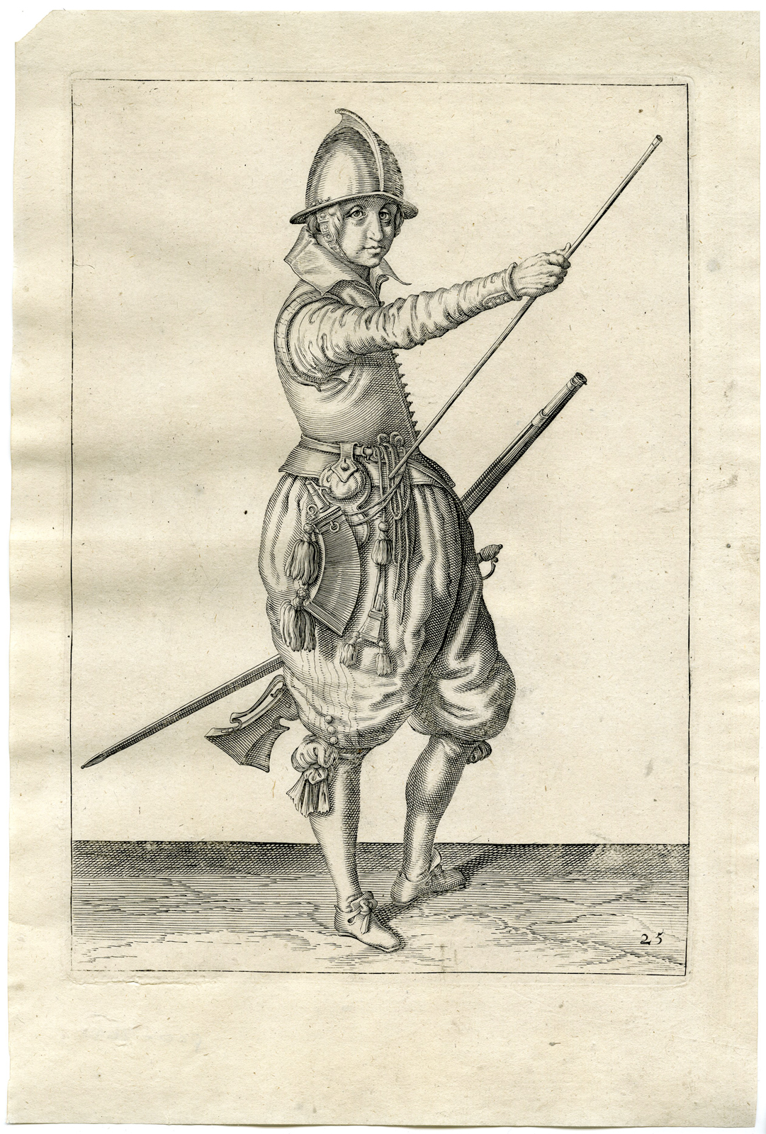 , Antique Print – MILITARY-HARQUEBUS-CALIVER-FIRELOCK-PL.25-DE GHEYN after own design – 1608, Pictura Antique Prints