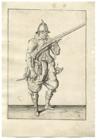Antique Print - MILITARY-HARQUEBUS-CALIVER-FIRELOCK-PL.15-DE GHEYN after own design - 1608