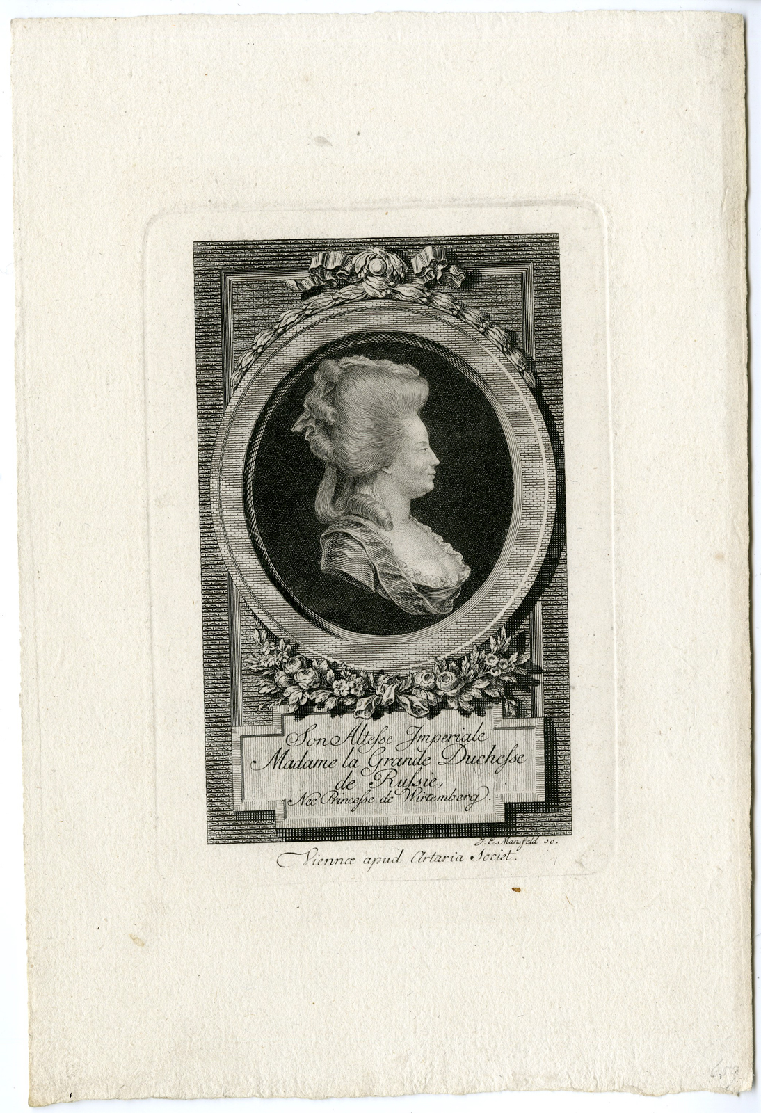 , Antique Print – PAUL I-EMPEROR OF RUSSIA-MARIA-PORTRAIT-MANSFELD after unknown artist – c.1770, Pictura Antique Prints