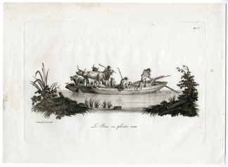 Antique Print - BARQUE-SHEPHERS-HERD-FLOCK-FERRY-BOAT-HUET after own design - c.1790