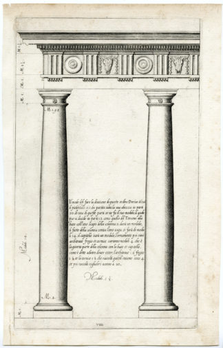 Antique Print - COLUMNS-FRIEZE-CLASSICAL ARCHITECTURE-ANONYMOUS - 17th.c.