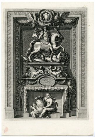 Antique Print - MANTEL-CHIMNEY PIECE-ROMAN EMPEROR-TITLE-LEPAUTRE after own design - 1644