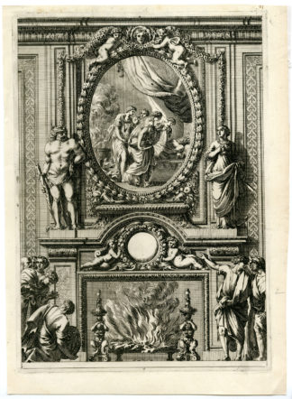 Antique Print - MANTLE CHIMNEY PIECE-ITALIAN STYLE-ROCOCO-LEPAUTRE after own design - 1663