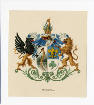 Antique Print - ABBEMA-COAT OF ARMS-FAMILY CREST-WENNING after VORSTERMAN - 1885
