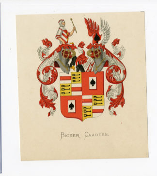 Antique Print - BICKER CAARTEN-COAT OF ARMS-FAMILY CREST-WENNING after VORSTERMAN - 1885