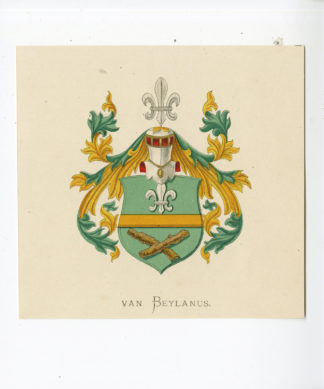 Antique Print - VAN BEYLANUS-COAT OF ARMS-FAMILY CREST-WENNING after VORSTERMAN - 1885