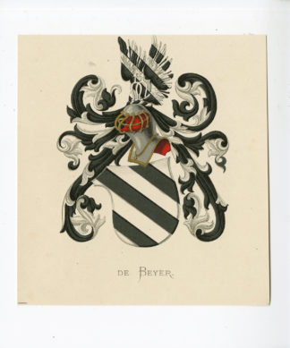 Antique Print - DE BEYER-COAT OF ARMS-FAMILY CREST-WENNING after VORSTERMAN - 1885