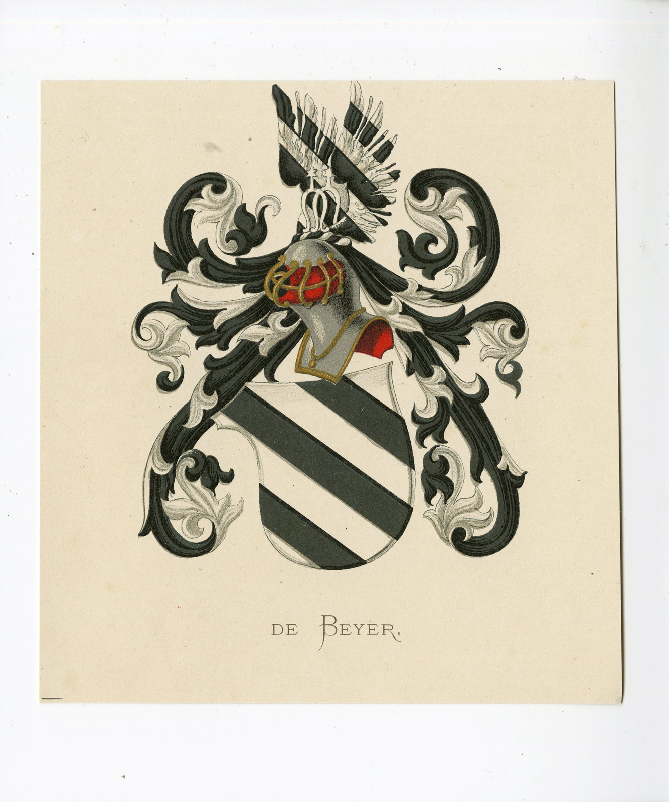 , Antique Print – DE BEYER-COAT OF ARMS-FAMILY CREST-WENNING after VORSTERMAN – 1885, Pictura Antique Prints
