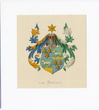 Antique Print - VAN BERCKEL-COAT OF ARMS-FAMILY CREST-WENNING after VORSTERMAN - 1885