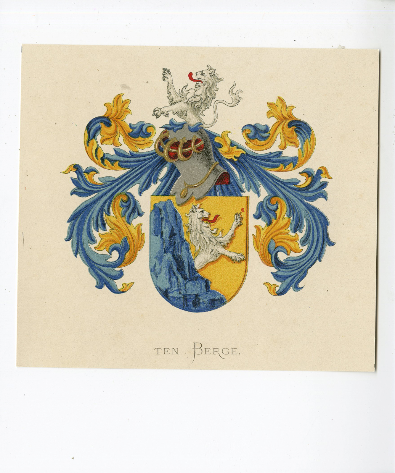 , Antique Print – TEN BERGE-COAT OF ARMS-FAMILY CREST-WENNING after VORSTERMAN – 1885, Pictura Antique Prints
