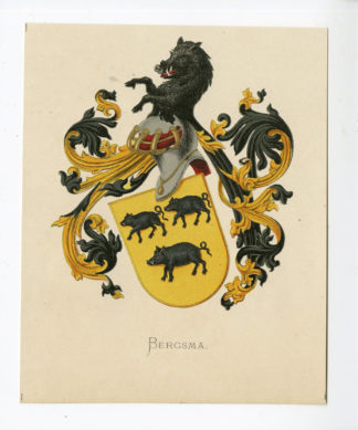 Antique Print - BERGSMA-COAT OF ARMS-FAMILY CREST-WENNING after VORSTERMAN - 1885