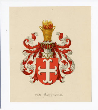 Antique Print - VAN BARNEVELD-COAT OF ARMS-FAMILY CREST-WENNING after VORSTERMAN - 1885