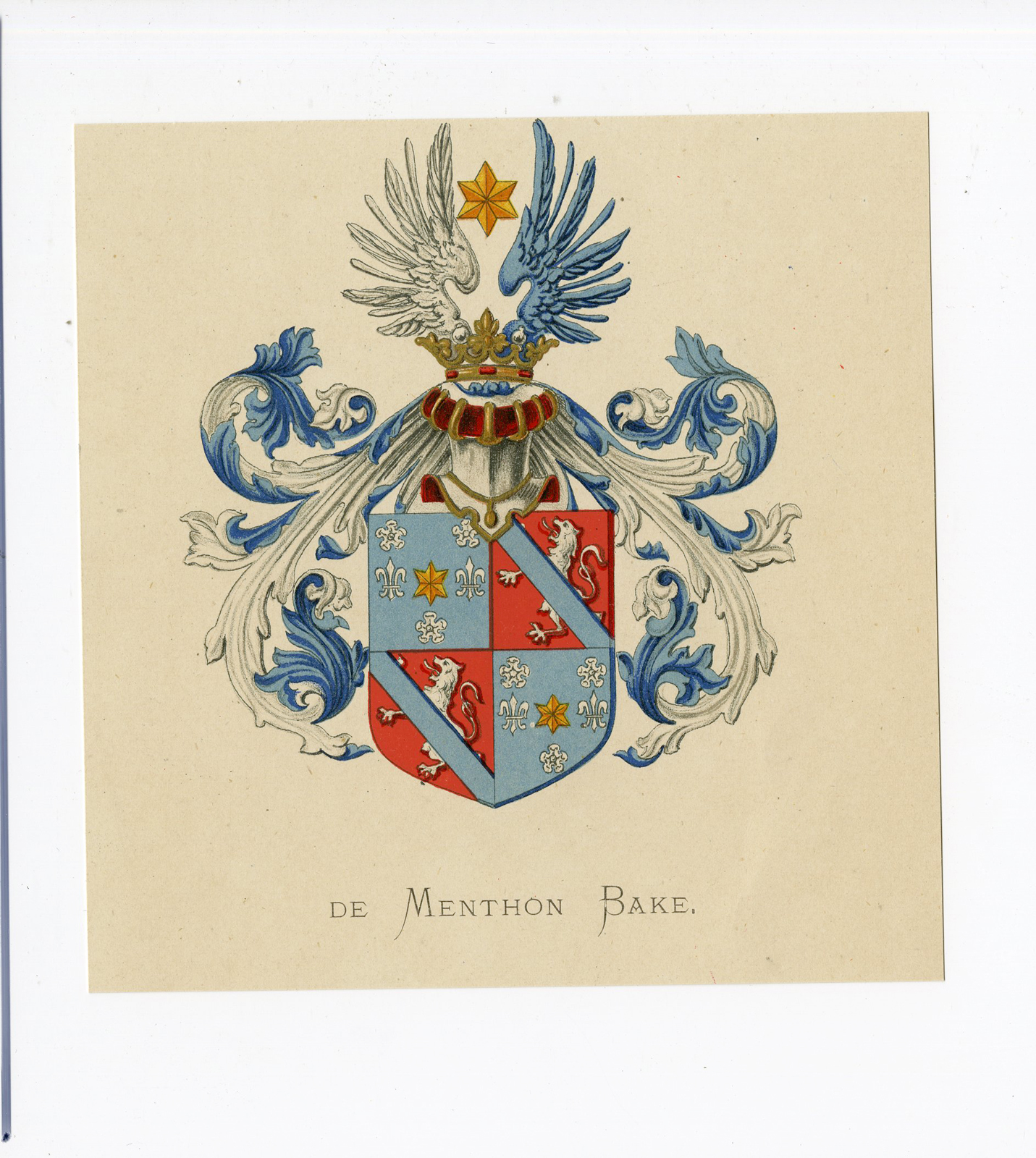 Pco 5088 416x465 Antique Print - DE MENTHON BAKE-COAT OF ARMS-FAMILY CREST-WENNING after VORSTERMAN - 1885