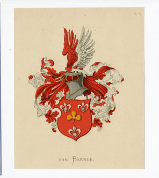Antique Print - VAN BAERLE-COAT OF ARMS-FAMILY CREST-WENNING after VORSTERMAN - 1885